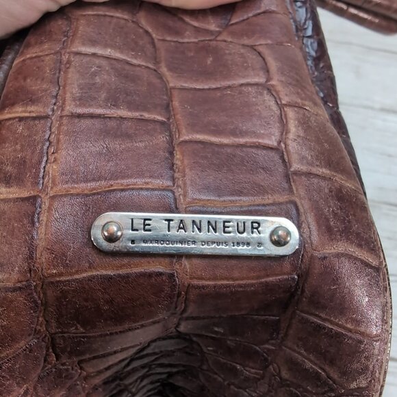 Le Tanneur Brown Crocodile Leather Handbag - Picture 7 of 9